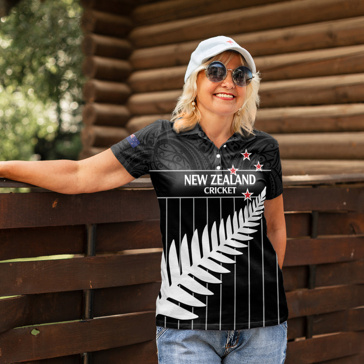 Custom New Zealand Silver Fern Cricket Women Polo Shirt Aotearoa Maori Go Black Cap LT14 - Polynesian Pride
