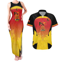 Custom Papua New Guinea Cricket Couples Matching Tank Maxi Dress and Hawaiian Shirt 2024 Go PNG LT14 Black - Polynesian Pride