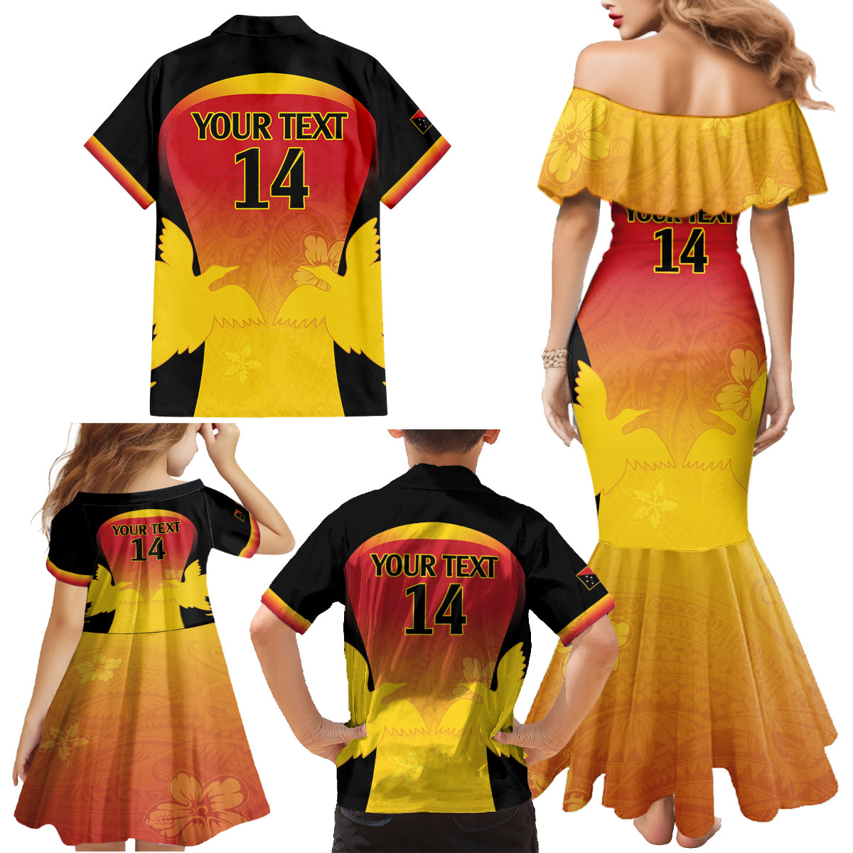 Custom Papua New Guinea Cricket Family Matching Mermaid Dress and Hawaiian Shirt 2024 Go PNG LT14 - Polynesian Pride