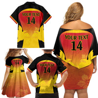 Custom Papua New Guinea Cricket Family Matching Off Shoulder Short Dress and Hawaiian Shirt 2024 Go PNG LT14 - Polynesian Pride