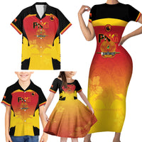 Custom Papua New Guinea Cricket Family Matching Short Sleeve Bodycon Dress and Hawaiian Shirt 2024 Go PNG LT14 - Polynesian Pride