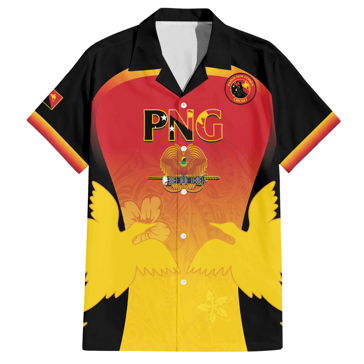 Custom Papua New Guinea Cricket Family Matching Short Sleeve Bodycon Dress and Hawaiian Shirt 2024 Go PNG LT14 Dad's Shirt - Short Sleeve Black - Polynesian Pride