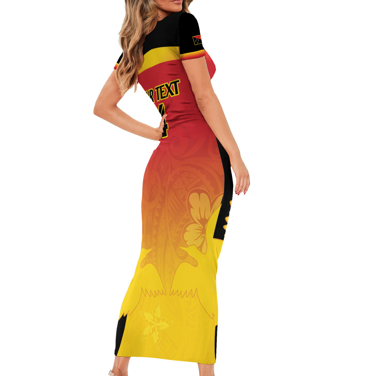 Custom Papua New Guinea Cricket Family Matching Short Sleeve Bodycon Dress and Hawaiian Shirt 2024 Go PNG LT14 - Polynesian Pride