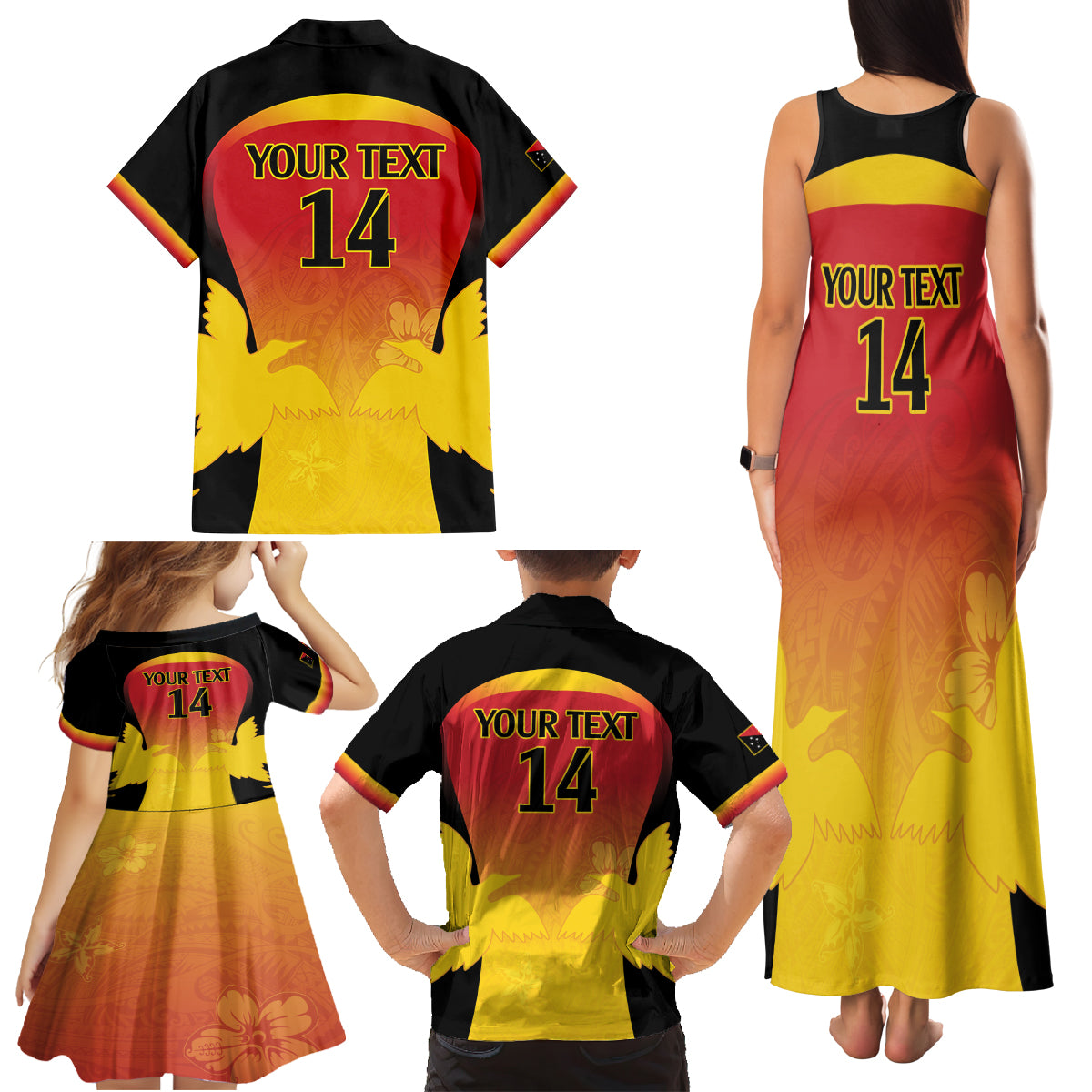 Custom Papua New Guinea Cricket Family Matching Tank Maxi Dress and Hawaiian Shirt 2024 Go PNG LT14 - Polynesian Pride