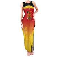 Custom Papua New Guinea Cricket Family Matching Tank Maxi Dress and Hawaiian Shirt 2024 Go PNG LT14 Mom's Dress Black - Polynesian Pride