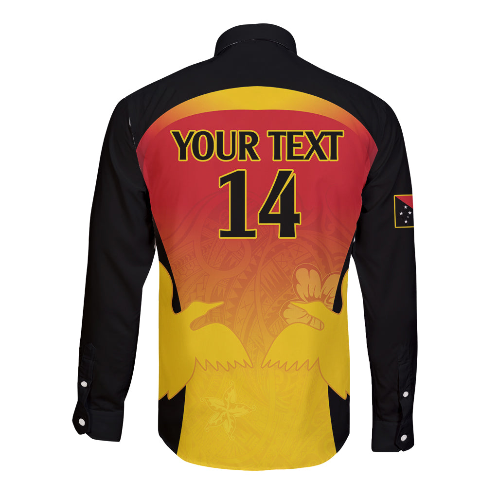 Custom Papua New Guinea Cricket Long Sleeve Button Shirt 2024 Go PNG LT14 - Polynesian Pride