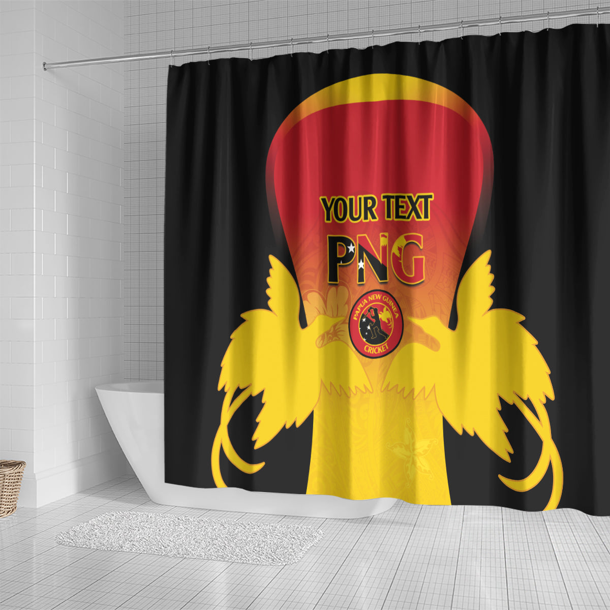 Custom Papua New Guinea Cricket Shower Curtain 2024 Go PNG LT14 - Polynesian Pride