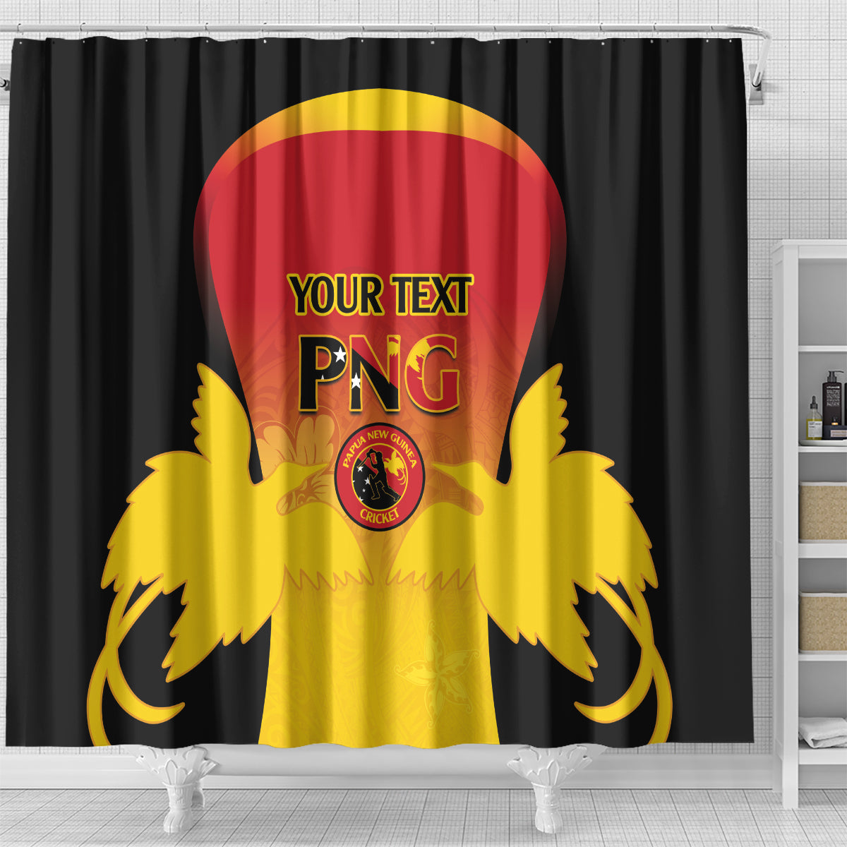 Custom Papua New Guinea Cricket Shower Curtain 2024 Go PNG LT14 - Polynesian Pride