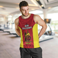 Personalised New Caledonia Rugby Men Tank Top Coat Of Arms Mix Polynesian Pattern LT14 - Polynesian Pride