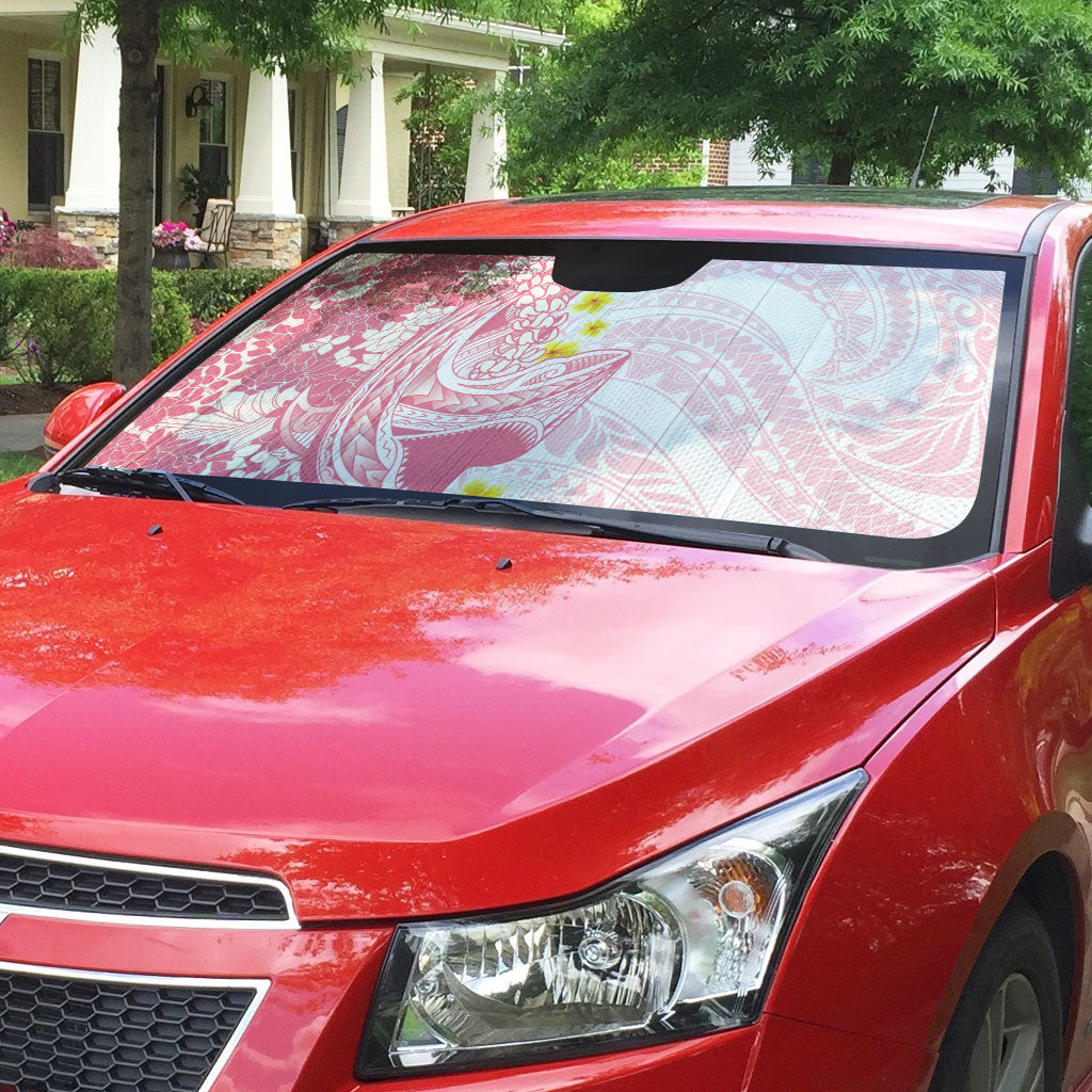 Pink Hawaii Shark Tattoo Auto Sun Shade Puakenikeni Lei Plumeria Polynesian Pattern