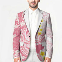 Pink Hawaii Shark Tattoo Blazer Puakenikeni Lei Plumeria Polynesian Pattern