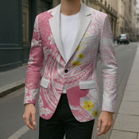 Pink Hawaii Shark Tattoo Blazer Puakenikeni Lei Plumeria Polynesian Pattern