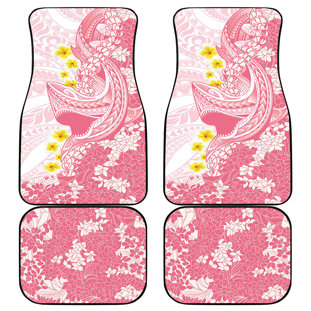 Pink Hawaii Shark Tattoo Car Mats Puakenikeni Lei Plumeria Polynesian Pattern