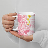 Pink Hawaii Shark Tattoo Ceramic Mug Puakenikeni Lei Plumeria Polynesian Pattern