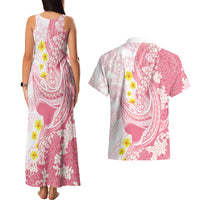 Pink Hawaii Shark Tattoo Couples Matching Tank Maxi Dress and Hawaiian Shirt Puakenikeni Lei Plumeria Polynesian Pattern LT14 - Polynesian Pride