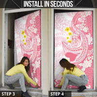 Pink Hawaii Shark Tattoo Door Cover Puakenikeni Lei Plumeria Polynesian Pattern