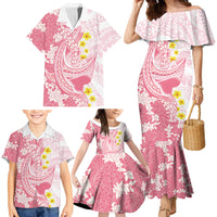 Pink Hawaii Shark Tattoo Family Matching Mermaid Dress and Hawaiian Shirt Puakenikeni Lei Plumeria Polynesian Pattern LT14 - Polynesian Pride
