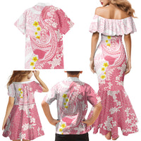 Pink Hawaii Shark Tattoo Family Matching Mermaid Dress and Hawaiian Shirt Puakenikeni Lei Plumeria Polynesian Pattern LT14 - Polynesian Pride