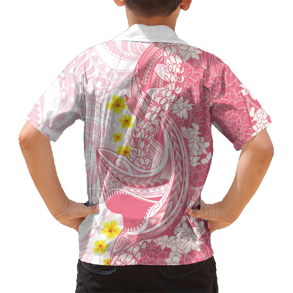 Pink Hawaii Shark Tattoo Family Matching Off Shoulder Maxi Dress and Hawaiian Shirt Puakenikeni Lei Plumeria Polynesian Pattern LT14 - Polynesian Pride