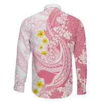 Pink Hawaii Shark Tattoo Family Matching Off Shoulder Short Dress and Hawaiian Shirt Puakenikeni Lei Plumeria Polynesian Pattern LT14 - Polynesian Pride