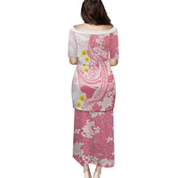 Pink Hawaii Shark Tattoo Family Matching Puletasi and Hawaiian Shirt Puakenikeni Lei Plumeria Polynesian Pattern LT14 - Polynesian Pride