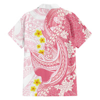Pink Hawaii Shark Tattoo Family Matching Tank Maxi Dress and Hawaiian Shirt Puakenikeni Lei Plumeria Polynesian Pattern LT14 - Polynesian Pride