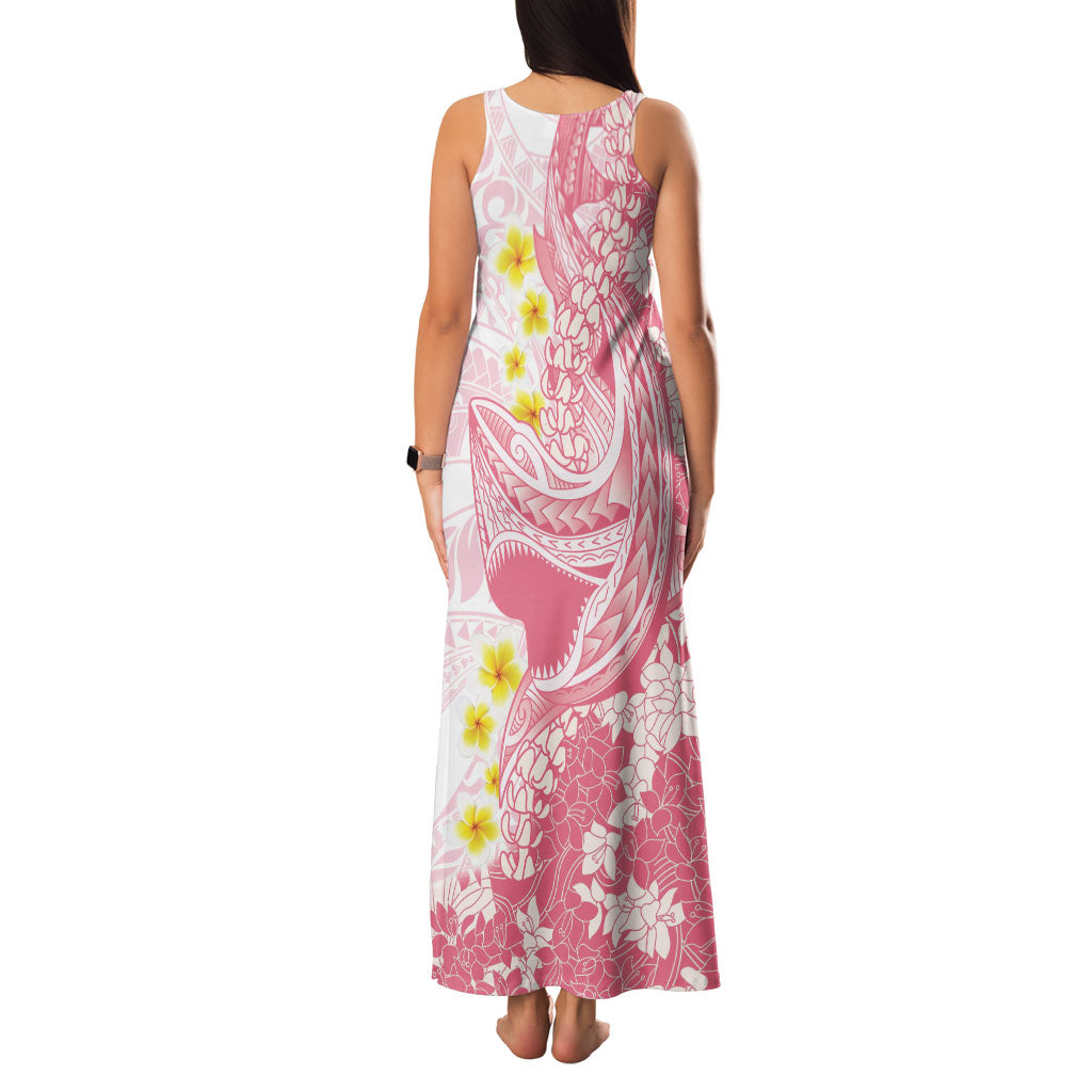 Pink Hawaii Shark Tattoo Family Matching Tank Maxi Dress and Hawaiian Shirt Puakenikeni Lei Plumeria Polynesian Pattern LT14 - Polynesian Pride