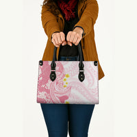 Pink Hawaii Shark Tattoo Leather Bag Puakenikeni Lei Plumeria Polynesian Pattern