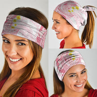 Pink Hawaii Shark Tattoo Neck Gaiter Puakenikeni Lei Plumeria Polynesian Pattern