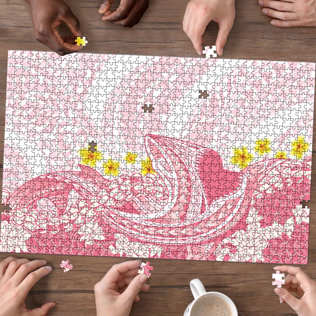 Pink Hawaii Shark Tattoo Puzzle Puakenikeni Lei Plumeria Polynesian Pattern