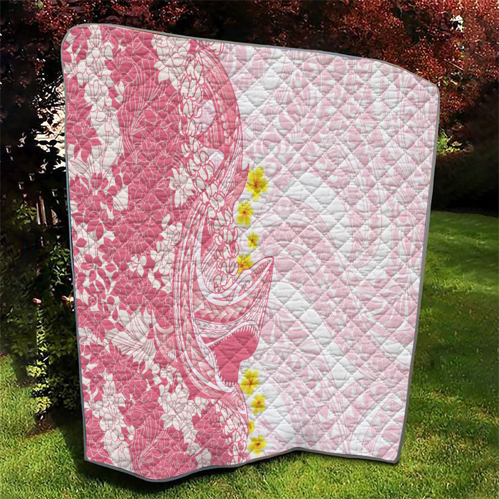 Pink Hawaii Shark Tattoo Quilt Puakenikeni Lei Plumeria Polynesian Pattern