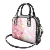 Pink Hawaii Shark Tattoo Shoulder Handbag Puakenikeni Lei Plumeria Polynesian Pattern