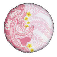 Pink Hawaii Shark Tattoo Spare Tire Cover Puakenikeni Lei Plumeria Polynesian Pattern