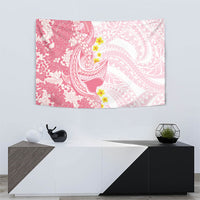 Pink Hawaii Shark Tattoo Tapestry Puakenikeni Lei Plumeria Polynesian Pattern