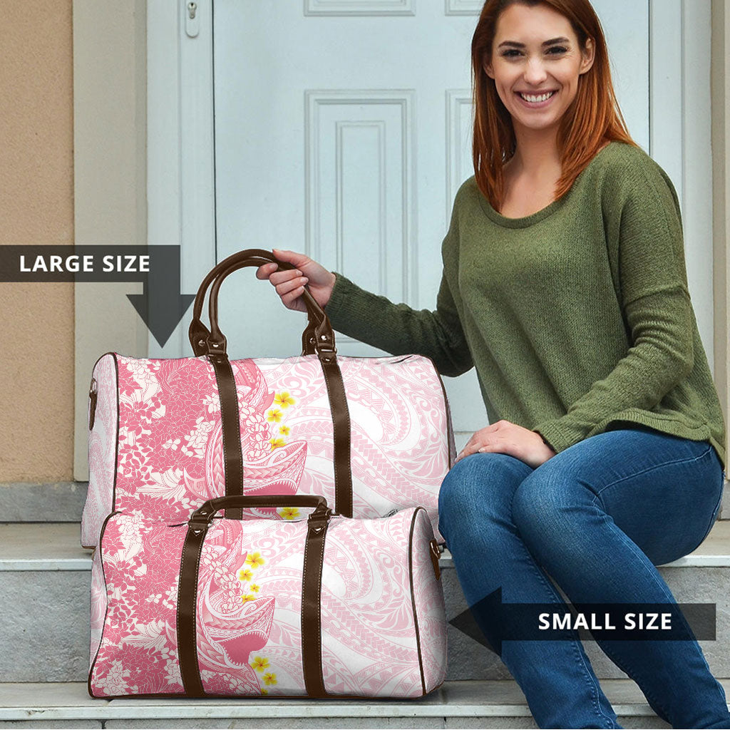 Pink Hawaii Shark Tattoo Travel Bag Puakenikeni Lei Plumeria Polynesian Pattern