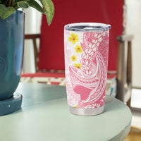 Pink Hawaii Shark Tattoo Tumbler Cup Puakenikeni Lei Plumeria Polynesian Pattern