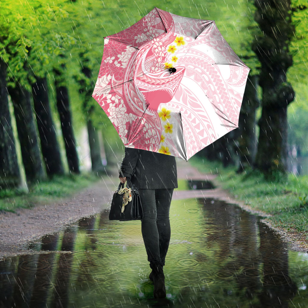 Pink Hawaii Shark Tattoo Umbrella Puakenikeni Lei Plumeria Polynesian Pattern