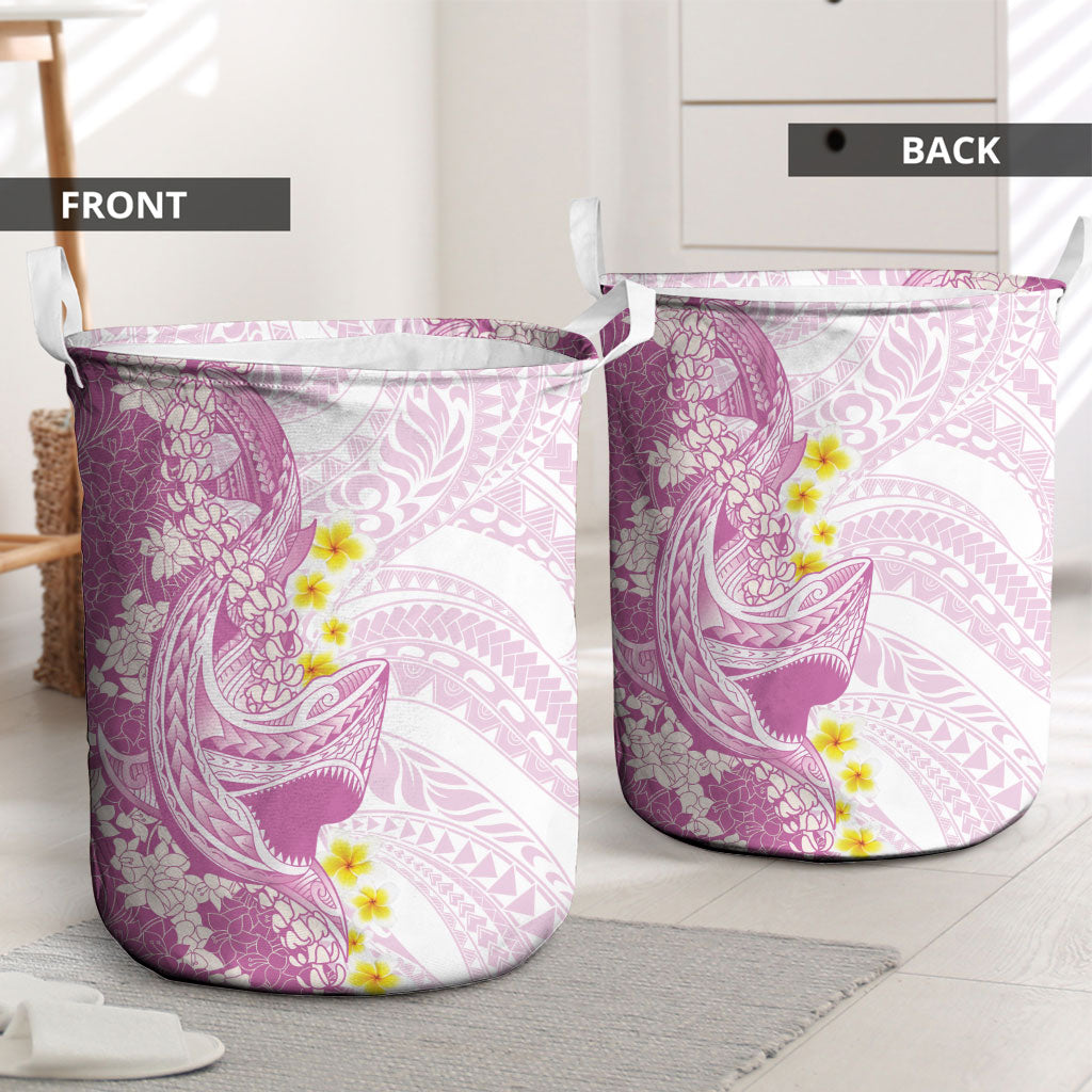 Purple Hawaii Shark Tattoo Laundry Basket Puakenikeni Lei Plumeria Polynesian Pattern
