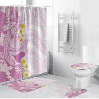 Purple Hawaii Shark Tattoo Bathroom Set Puakenikeni Lei Plumeria Polynesian Pattern