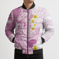 Purple Hawaii Shark Tattoo Bomber Puffer Jacket Puakenikeni Lei Plumeria Polynesian Pattern
