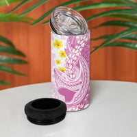 Purple Hawaii Shark Tattoo 4 in 1 Can Cooler Tumbler Puakenikeni Lei Plumeria Polynesian Pattern