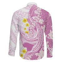 Purple Hawaii Shark Tattoo Family Matching Long Sleeve Bodycon Dress and Hawaiian Shirt Puakenikeni Lei Plumeria Polynesian Pattern LT14 - Polynesian Pride