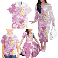 Purple Hawaii Shark Tattoo Family Matching Off The Shoulder Long Sleeve Dress and Hawaiian Shirt Puakenikeni Lei Plumeria Polynesian Pattern LT14 - Polynesian Pride