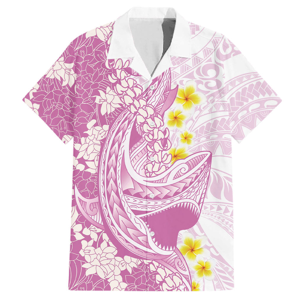 Purple Hawaii Shark Tattoo Family Matching Off The Shoulder Long Sleeve Dress and Hawaiian Shirt Puakenikeni Lei Plumeria Polynesian Pattern LT14 Dad's Shirt - Short Sleeve Purple - Polynesian Pride