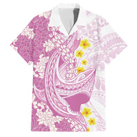 Purple Hawaii Shark Tattoo Family Matching Off The Shoulder Long Sleeve Dress and Hawaiian Shirt Puakenikeni Lei Plumeria Polynesian Pattern LT14 Dad's Shirt - Short Sleeve Purple - Polynesian Pride