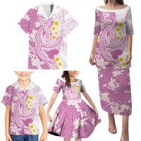 Purple Hawaii Shark Tattoo Family Matching Puletasi and Hawaiian Shirt Puakenikeni Lei Plumeria Polynesian Pattern LT14 - Polynesian Pride