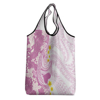 Purple Hawaii Shark Tattoo Grocery Bag Puakenikeni Lei Plumeria Polynesian Pattern