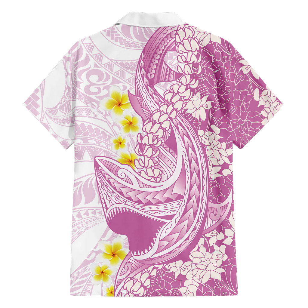 Purple Hawaii Shark Tattoo Hawaiian Shirt Puakenikeni Lei Plumeria Polynesian Pattern