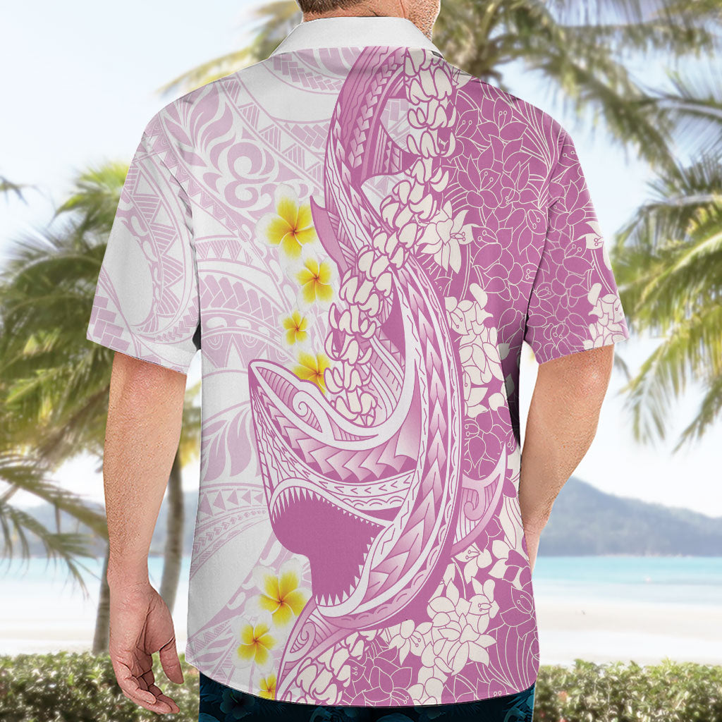Purple Hawaii Shark Tattoo Hawaiian Shirt Puakenikeni Lei Plumeria Polynesian Pattern