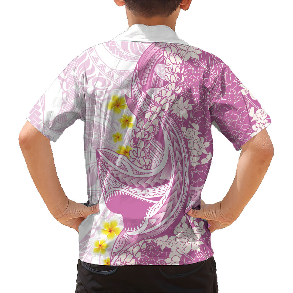 Purple Hawaii Shark Tattoo Hawaiian Shirt Puakenikeni Lei Plumeria Polynesian Pattern
